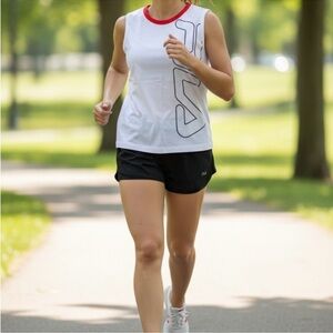 Fila White and Red Athletic Tank